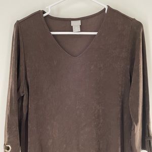 Chico’s Travelers Chocolate Brown V-Neck 3/4 Sleeve Top